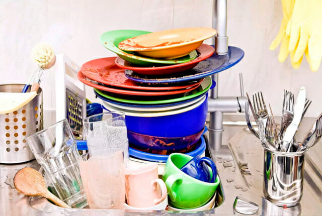 washing dishes