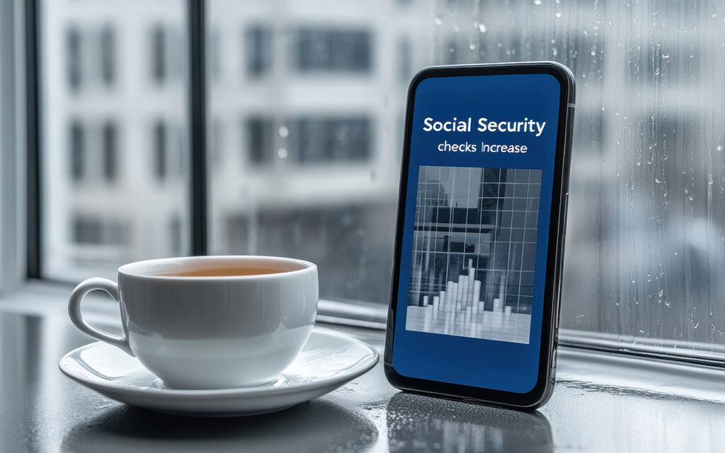 Smart phone that says "Social security checks increase"