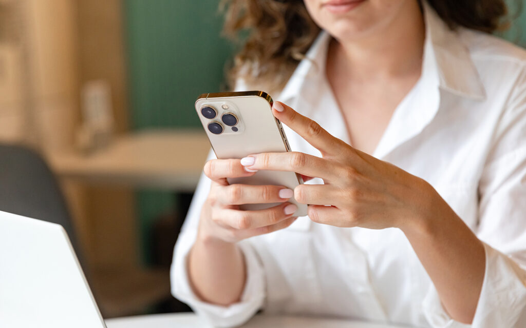 Woman looking at her phone