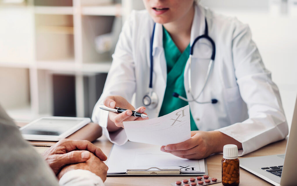 Doctor visit with patient