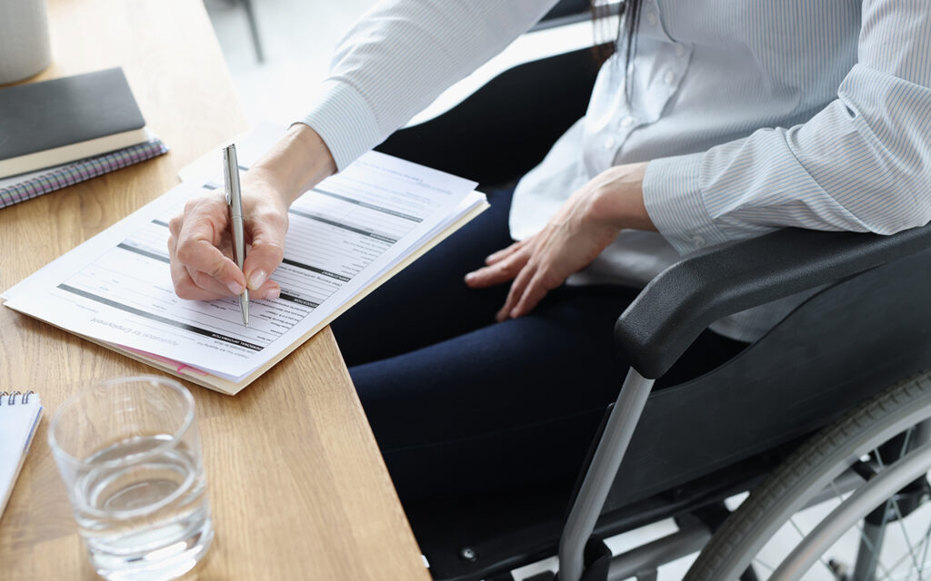 Man filling out forms