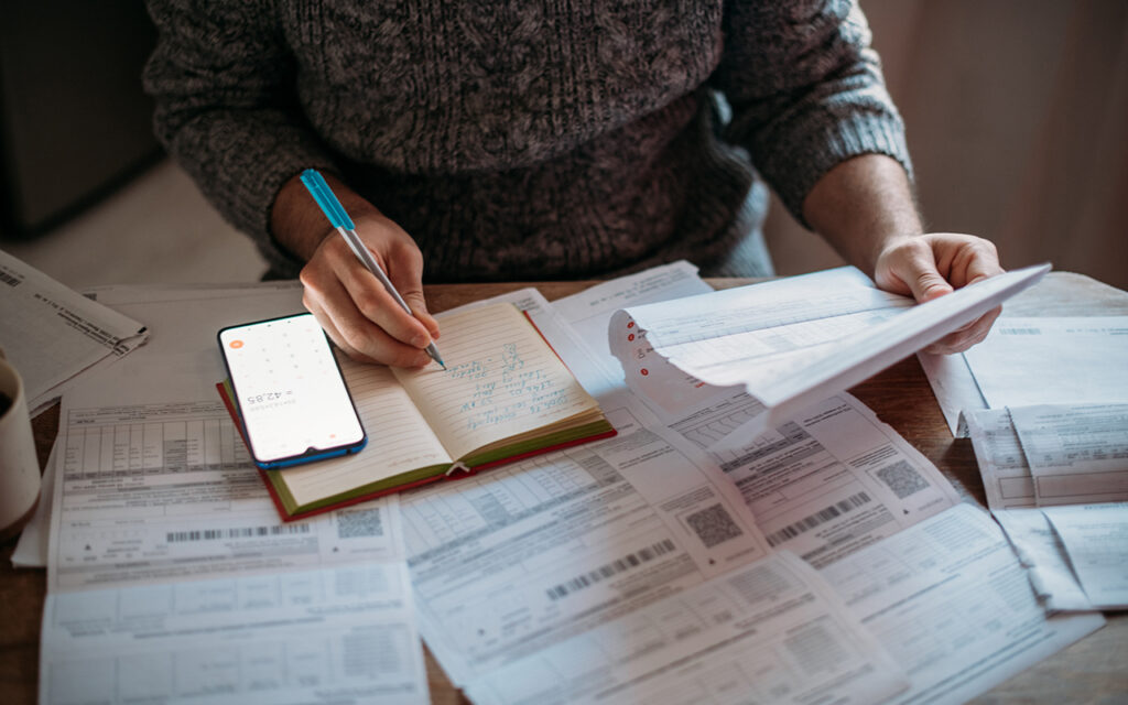 Person looking over paperwork
