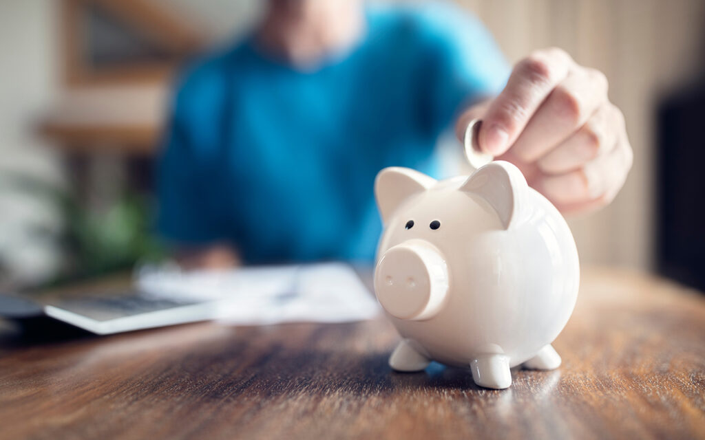 Coins in a piggy bank