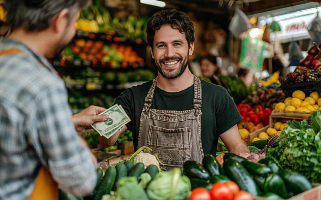 AI generated farmers market worker