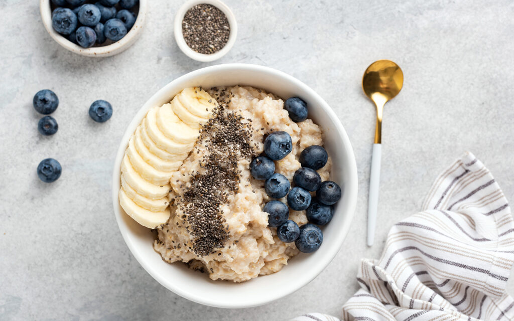 Bowl of oatmeal with fruit