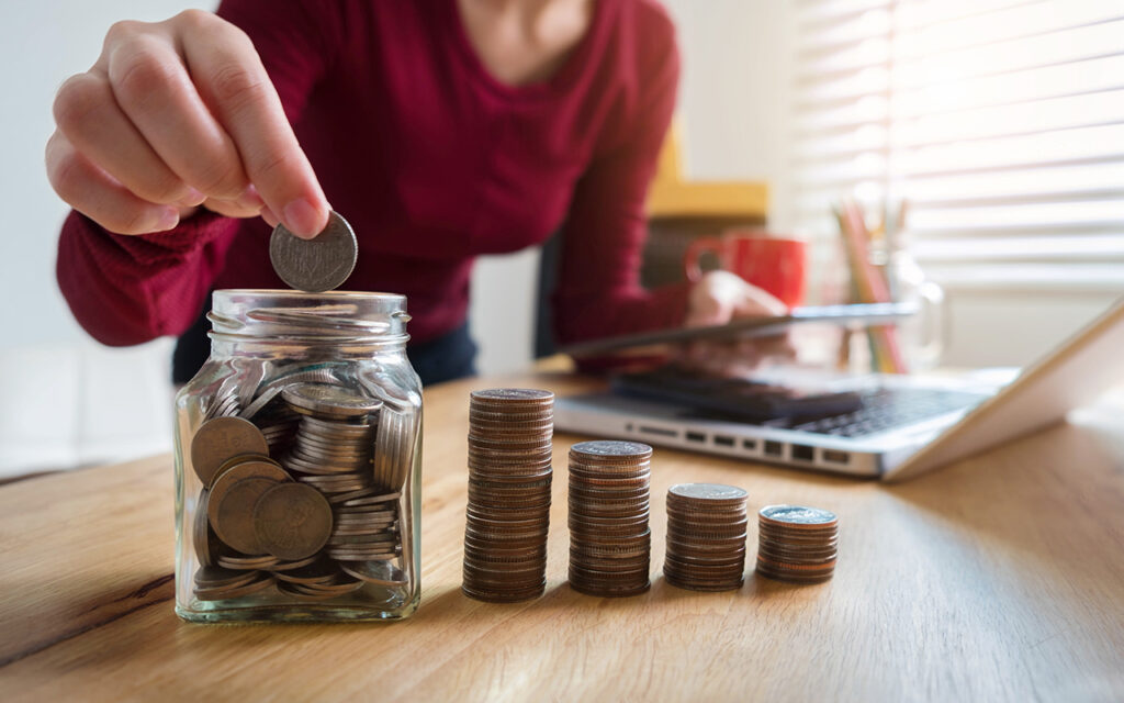 Coins in a jar