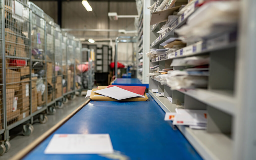 Mail in a post office